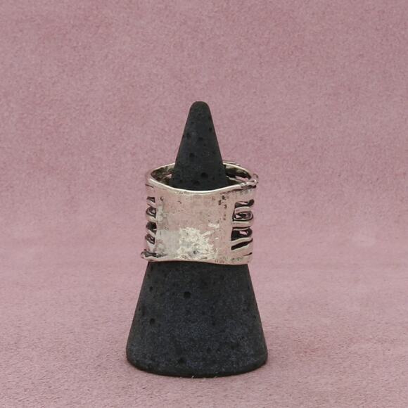 shablool sterling silver didae israel opal wide band ring size 7.75 - Picture 3 of 3